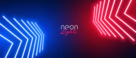 red and blue neon arrow wide wallpaper
