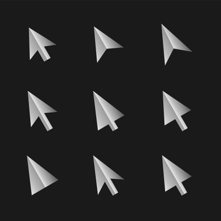 3d style cursor collection in many shapesのイラスト素材