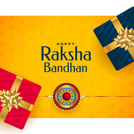 happy raksha bandhan rakhi festival greeting with gift boxesのイラスト素材