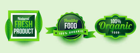 natural fresh healthy organic product labels designのイラスト素材