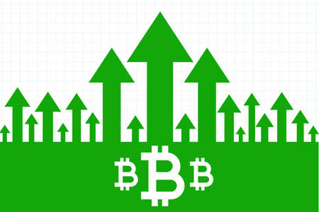 bitcoin growth upward green arrow conceptのイラスト素材