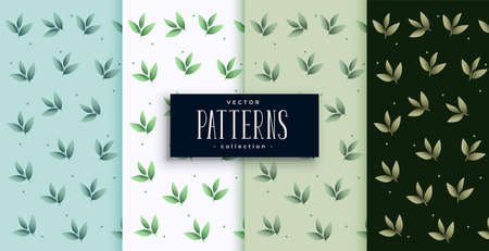 eco green leaves pattern set designのイラスト素材