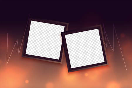 bokeh background with two photo framesのイラスト素材