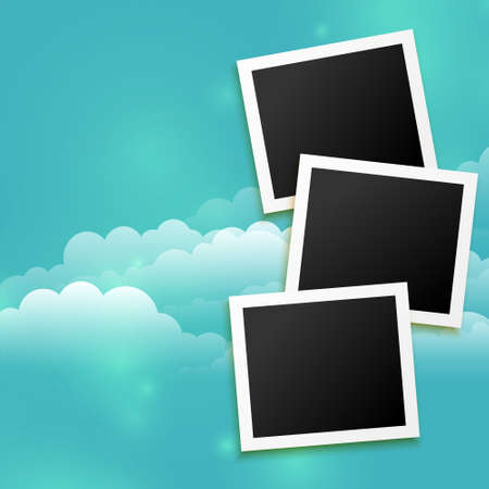 photo frames background with cloudsのイラスト素材