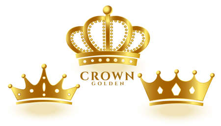 realistic golden crown set for king or queenのイラスト素材