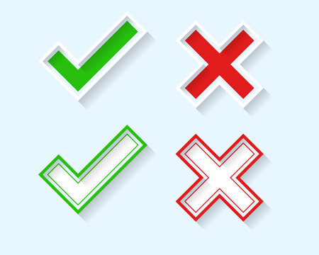 3d check mark and cross symbols setのイラスト素材
