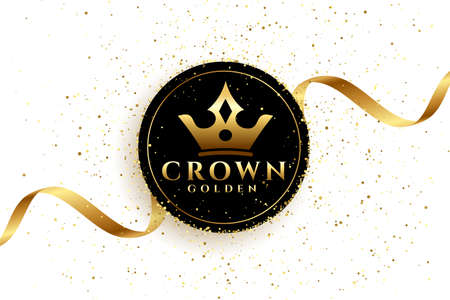 luxury golden crown background with ribbonのイラスト素材