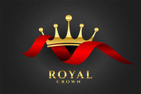 royal crown background with red ribbonのイラスト素材