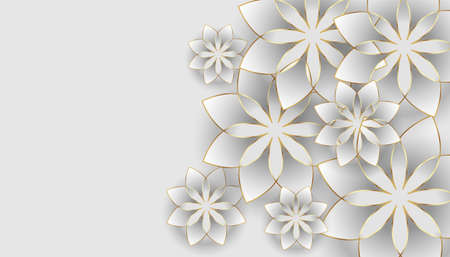 white background with flowers decorationのイラスト素材