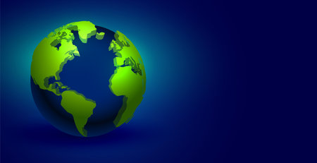 realistic 3d earth on blue backgroundのイラスト素材