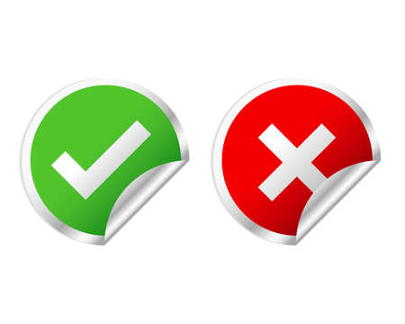 green check mark and red cross stickersのイラスト素材