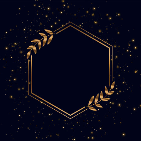 golden frame with sparkles and leaves backgroundのイラスト素材