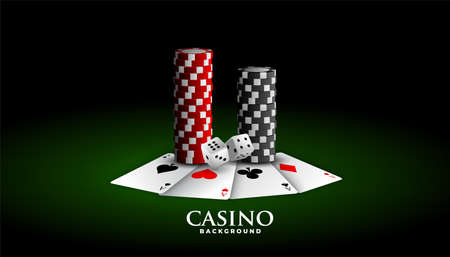 realistic playing cards with dice and chipsのイラスト素材