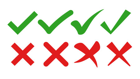 check mark and cross symbols in flat stylesのイラスト素材