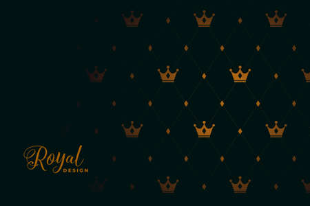 royal crown pattern on black backgroundのイラスト素材