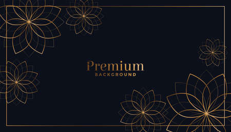 black and golden flowers ornamental backgroundのイラスト素材