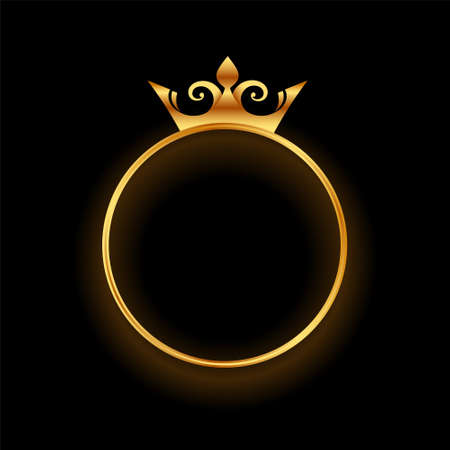 golden crown with circular ring frame backgroundのイラスト素材