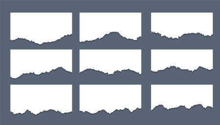 white torn sheet of paper stripes set of nineのイラスト素材