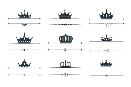 set of crown loqotype border designのイラスト素材