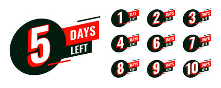 flat countdown timer with number of days leftのイラスト素材