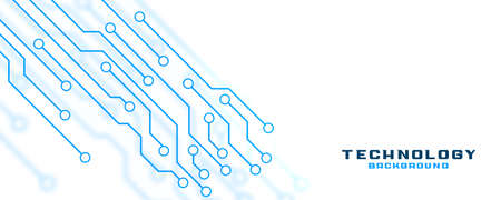 white technology banner with circuit lines