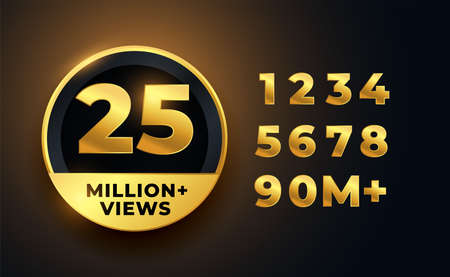 25 milion views on video golden labelのイラスト素材