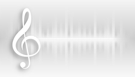 white musical background with sound note and equalizerのイラスト素材
