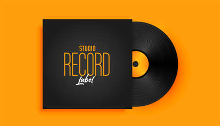 realistic music record label disk mockupのイラスト素材