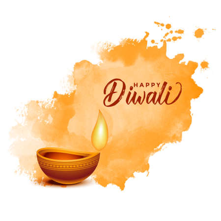 happy diwali watercolor background designのイラスト素材