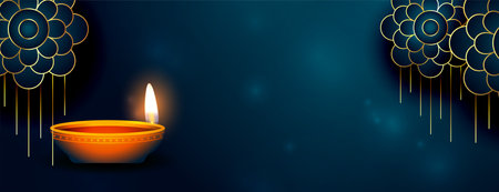 realistic happy diwali premium card banner designのイラスト素材