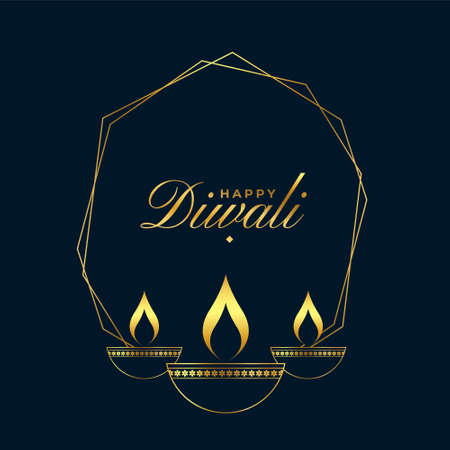 premium happy diwali golden black card designのイラスト素材