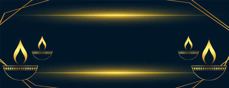 diwali festival golden black banner with text spaceのイラスト素材