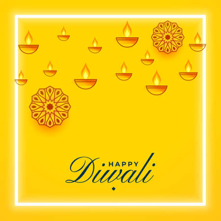 happy diwali yellow festival card designのイラスト素材