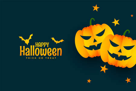 halloweeb background with laughing scary pumpkins and starsのイラスト素材