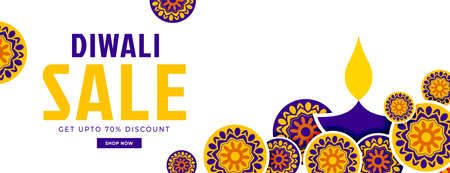 decorative happy diwali sale flat banner designのイラスト素材