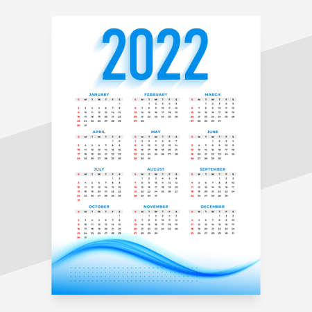 modern new year 2021 blue wave calendar design template
