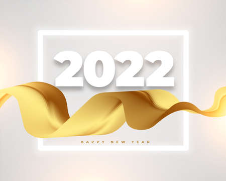 creative 2022 new year background with golden curtain wavy clothのイラスト素材