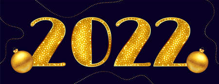 golden 2022 happy new year shiny banner design