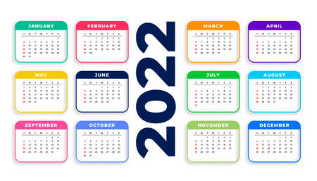 2022 new year clean calendar templateのイラスト素材