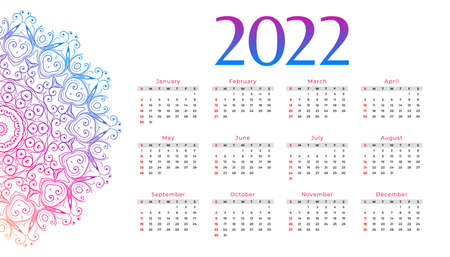 mandala style 2022 new year template designのイラスト素材