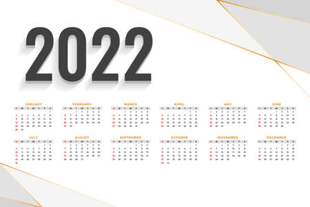 clean 2022 new year calendar design templateのイラスト素材