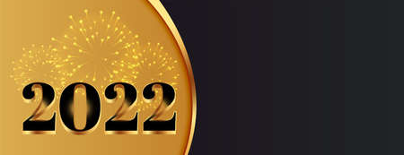 happy new year golden 2022 celebration banner