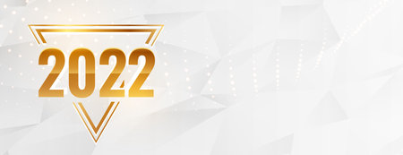elegant 2022 golden banner on white crumpled paper background