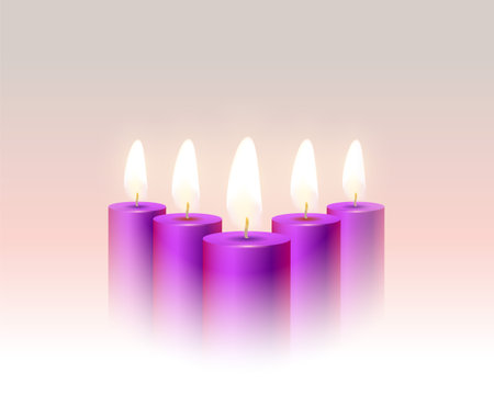 realistic advent church purple candles backgroundのイラスト素材