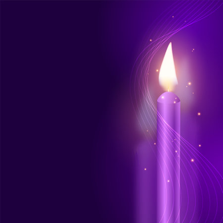 advent candles on purple backgroundのイラスト素材
