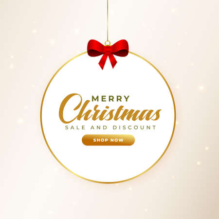 merry christmas sale background with red ribbonのイラスト素材