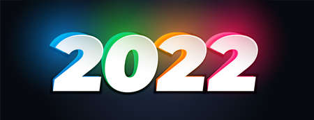 colorful glowing 2022 new year text bannerのイラスト素材