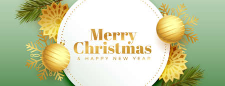 nice realistic merry christmas decorative banner designのイラスト素材