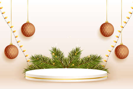 merry christmas background with podium for product displayのイラスト素材