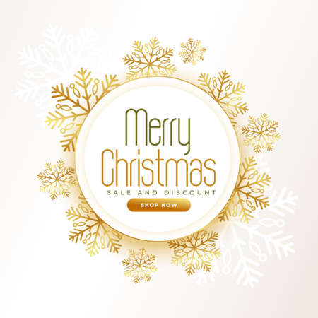 sale banner for merry christmas festival with golden snowflakesのイラスト素材